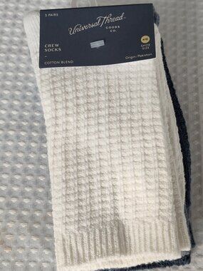 Universal Thread Goods Co. Crew Socks, Cotton Blend, Size 4-10